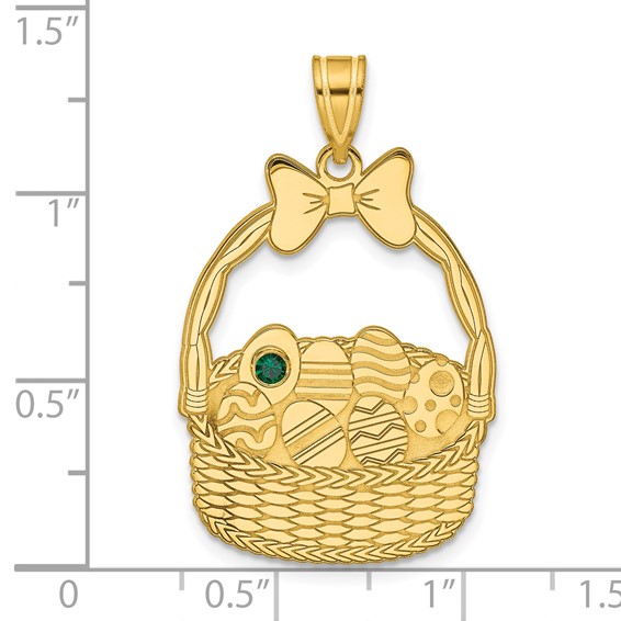SSilver/Gold-Plated 1 Birthstone w/SSilver Bezel Easter Basket Pendan