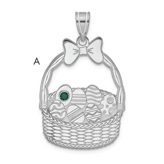 Sterling Silver 1 Birthstone with SSilver Bezel Easter Basket Pendant