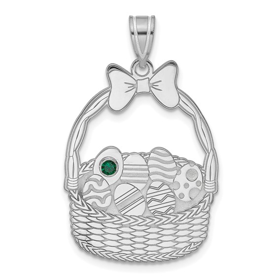 Sterling Silver 1 Birthstone with SSilver Bezel Easter Basket Pendant