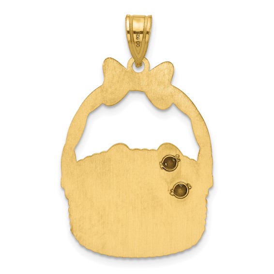 SSilver/Gold-Plated 2 Birthstone w/SSilver Bezel Easter Basket Pendan