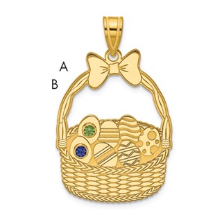 SSilver/Gold-Plated 2 Birthstone w/SSilver Bezel Easter Basket Pendan