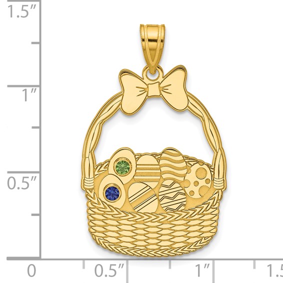SSilver/Gold-Plated 2 Birthstone w/SSilver Bezel Easter Basket Pendan