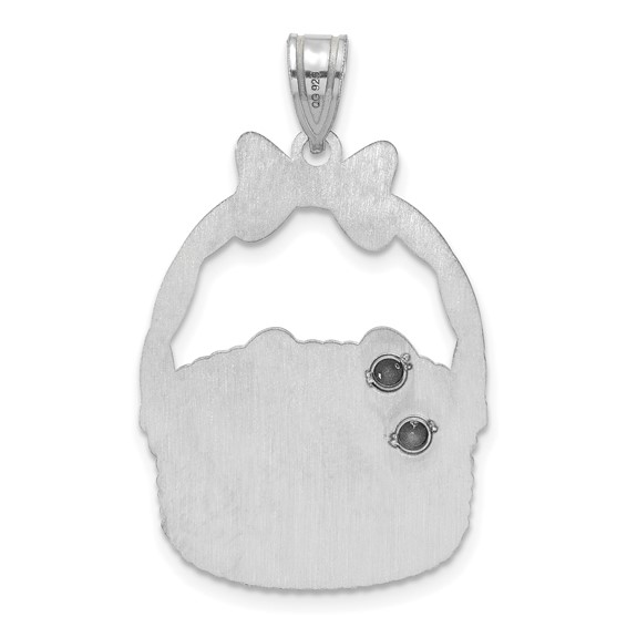SSilver 2 Birthstone with SSilver Bezel Easter Basket Pendant