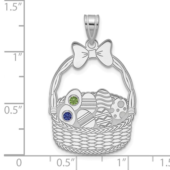 SSilver 2 Birthstone with SSilver Bezel Easter Basket Pendant
