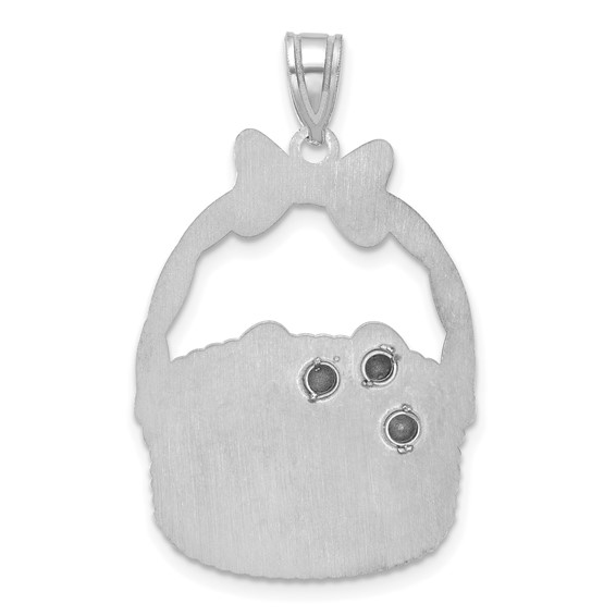 Sterling Silver 3 Birthstone with 14ky Bezel Easter Basket Pendant