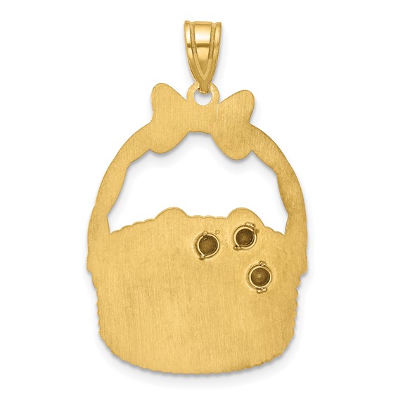 SSilver/Gold-Plated 3 Birthstone w/SSilver Bezel Easter Basket Pendan