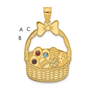 SSilver/Gold-Plated 3 Birthstone w/SSilver Bezel Easter Basket Pendan