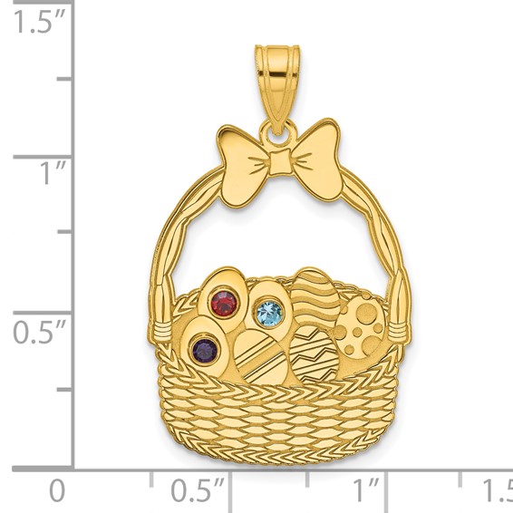 SSilver/Gold-Plated 3 Birthstone w/SSilver Bezel Easter Basket Pendan