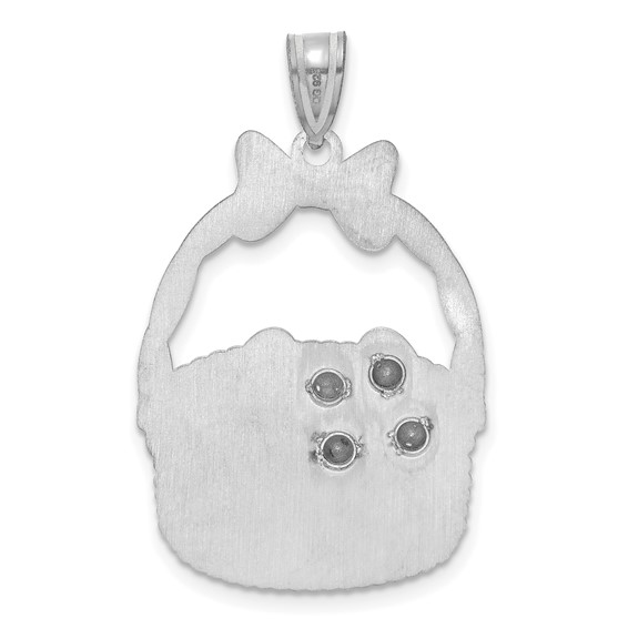 Sterling Silver 4 Birthstone with 14ky Bezel Easter Basket Pendant