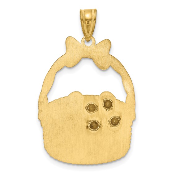 SSilver/Gold-Plated 4 Birthstone w/SSilver Bezel Easter Basket Pendant