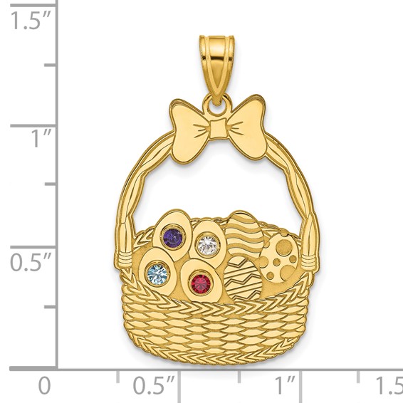 SSilver/Gold-Plated 4 Birthstone w/SSilver Bezel Easter Basket Pendant