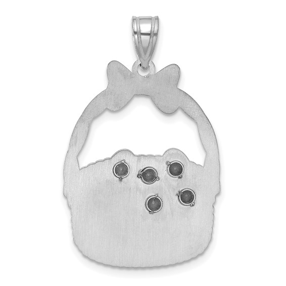 Sterling Silver 5 Birthstone with 14ky Bezel Easter Basket Pendant