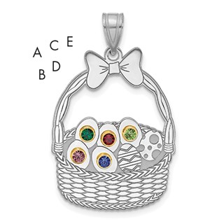Sterling Silver 5 Birthstone with 14ky Bezel Easter Basket Pendant