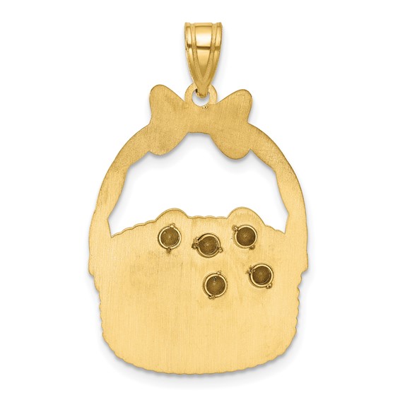 SSilver/Gold-Plated 5 Birthstone w/SSilver Bezel Easter Basket Pendan