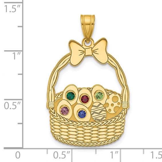 SSilver/Gold-Plated 5 Birthstone w/SSilver Bezel Easter Basket Pendan