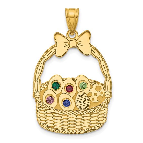 SSilver/Gold-Plated 5 Birthstone w/SSilver Bezel Easter Basket Pendan