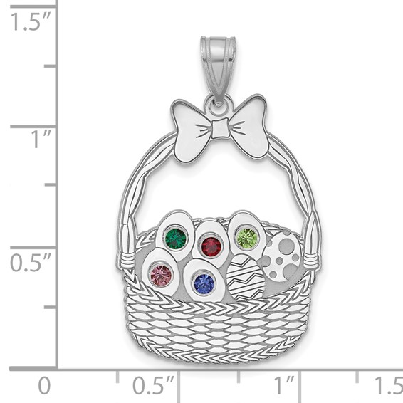 SSilver 5 Birthstone w/SSilver Bezel Easter Basket Pendant