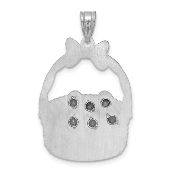 Sterling Silver 6 Birthstone with 14ky Bezel Easter Basket Pendant