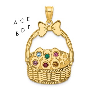SSilver/Gold-Pltd 6 Birthstone w/SSilver Bezel Easter Basket Pendant
