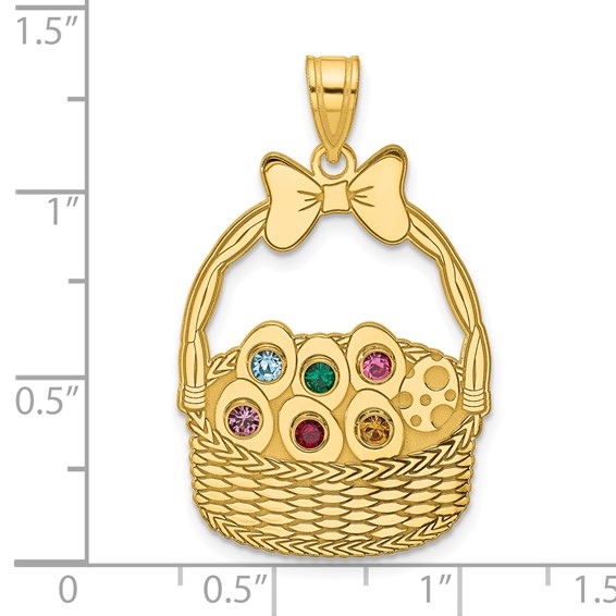 SSilver/Gold-Pltd 6 Birthstone w/SSilver Bezel Easter Basket Pendant
