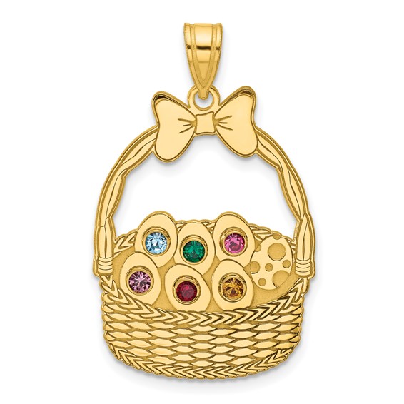 SSilver/Gold-Pltd 6 Birthstone w/SSilver Bezel Easter Basket Pendant