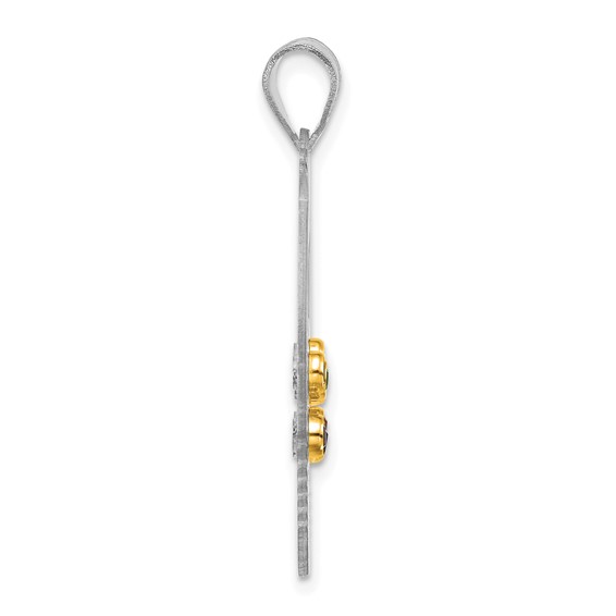 Sterling Silver 7 Birthstone with 14ky Bezel Easter Basket Pendant