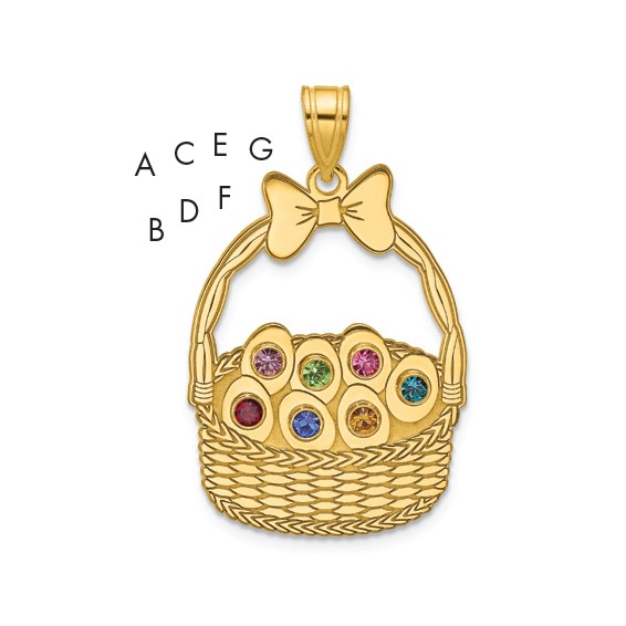 SSilver/Gold-Plated 7 Birthstone with SSilver Bezel Easter Basket Pendan