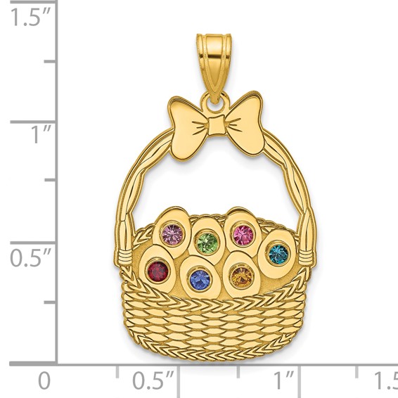 SSilver/Gold-Plated 7 Birthstone with SSilver Bezel Easter Basket Pendan