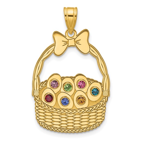SSilver/Gold-Plated 7 Birthstone with SSilver Bezel Easter Basket Pendan