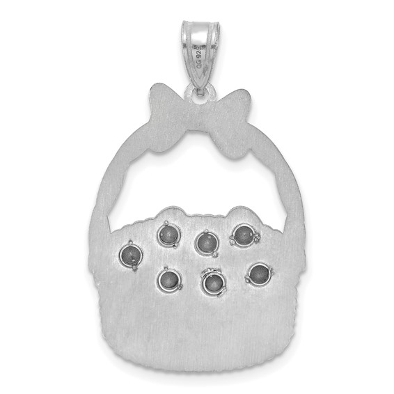 SSilver 7 Birthstone w/SSilver Bezel Easter Basket Pendant