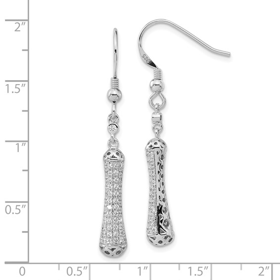 Brilliant Embers Sterling Silver Polished CZ Dangle Earrings