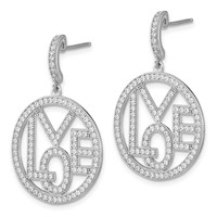 Brilliant Embers Sterling Silver & CZ Love Circle Post Dangle Earrings view 2