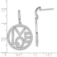 Brilliant Embers Sterling Silver & CZ Love Circle Post Dangle Earrings view 3