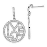 Brilliant Embers Sterling Silver & CZ Love Circle Post Dangle Earrings view 1