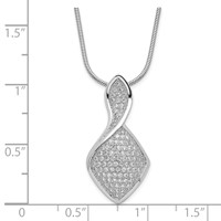 Sterling Silver & CZ Brilliant Embers Fancy Curve Pendant Necklace view 3