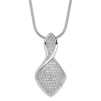 Sterling Silver & CZ Brilliant Embers Fancy Curve Pendant Necklace view 1