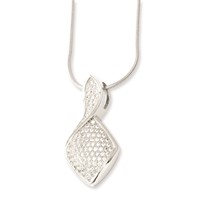 Sterling Silver & CZ Brilliant Embers Fancy Curve Pendant Necklace view 2