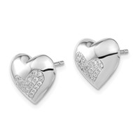 Brilliant Embers Sterling Silver Polished CZ Heart Post Earrings view 2
