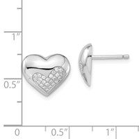 Brilliant Embers Sterling Silver Polished CZ Heart Post Earrings view 3