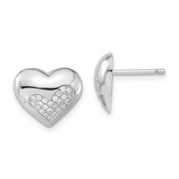 Brilliant Embers Sterling Silver Polished CZ Heart Post Earrings view 1