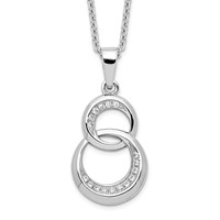 Brilliant Embers Sterling Silver Rhodium-plated 26 Stone Micro Pavé CZ Polished Circle Necklace with 2 Inch Extender, 18" view 1