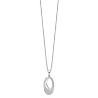 Brilliant Embers Sterling Silver Rhodium-plated 48 Stone Micro Pavé CZ Oval Necklace with 2 Inch Extender, 18" view 2