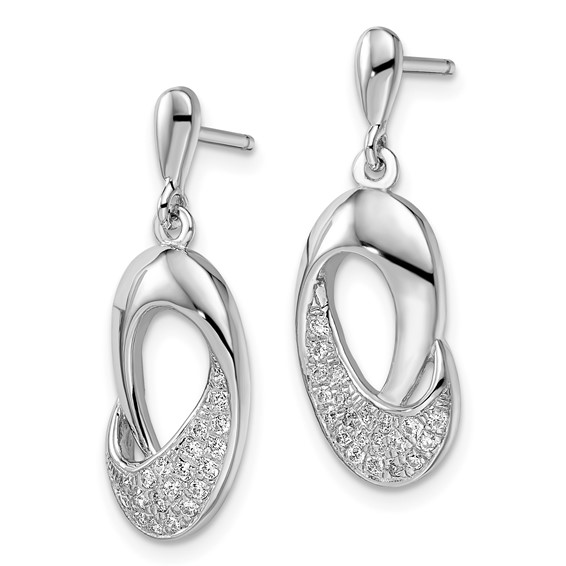 Brilliant Embers Sterling Silver Rhodium-plated 42 Stone Micro Pavé CZ Dangle Post Earrings