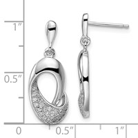 Brilliant Embers Sterling Silver Rhodium-plated 42 Stone Micro Pavé CZ Dangle Post Earrings view 4