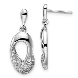 Brilliant Embers Sterling Silver Rhodium-plated 42 Stone Micro Pavé CZ Dangle Post Earrings