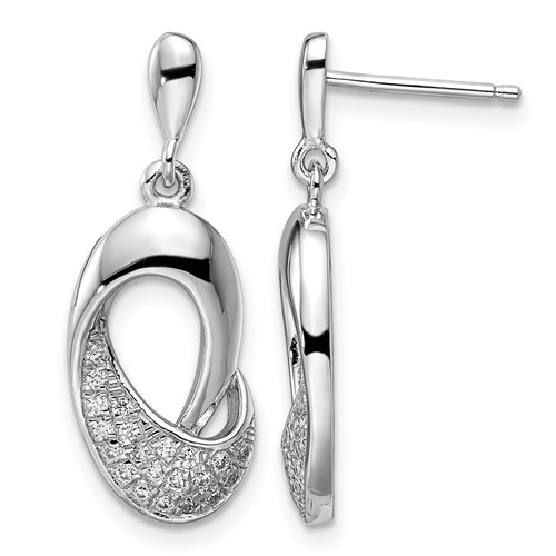 Brilliant Embers Sterling Silver Rhodium-plated 42 Stone Micro Pavé CZ Dangle Post Earrings