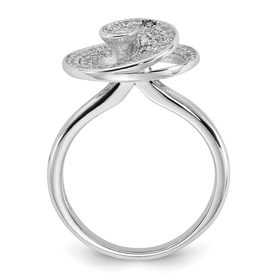 Sterling Silver & CZ Brilliant Embers Swirl Circle Ring