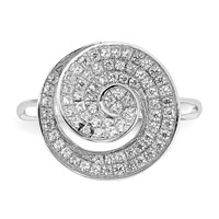 Sterling Silver & CZ Brilliant Embers Swirl Circle Ring view 5