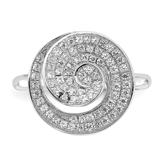 Sterling Silver & CZ Brilliant Embers Swirl Circle Ring