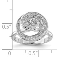 Sterling Silver & CZ Brilliant Embers Swirl Circle Ring view 4